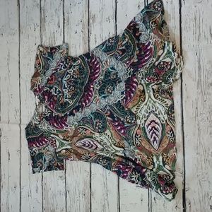 Umgee Purple Green Blue Paisley Rayon Tunic Top Dress L
